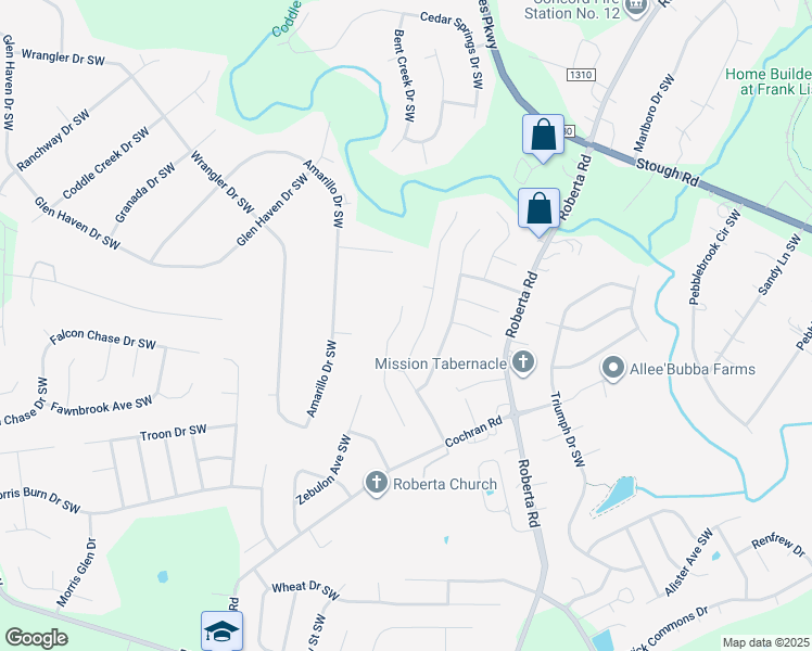 map of restaurants, bars, coffee shops, grocery stores, and more near 3873 Longwood Drive Southwest in Concord