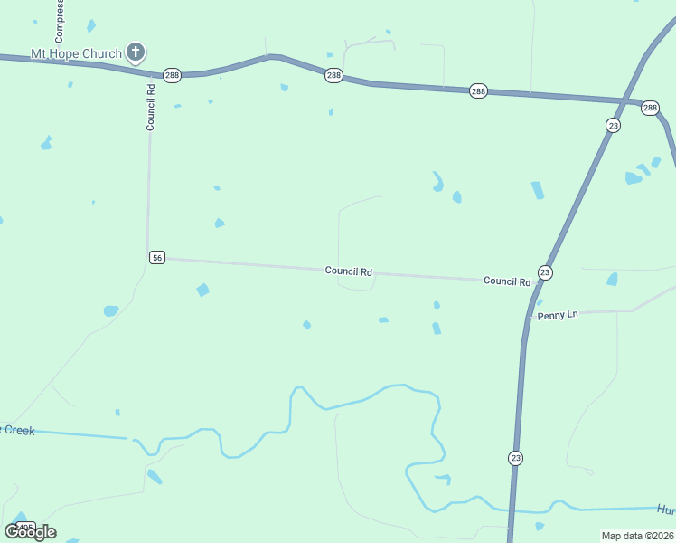 map of restaurants, bars, coffee shops, grocery stores, and more near 3611 Council Road in Ratcliff