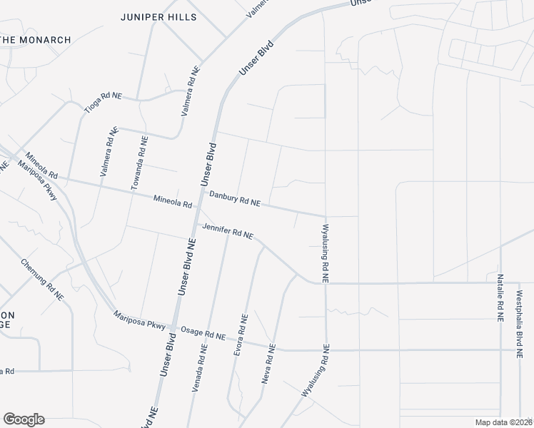 map of restaurants, bars, coffee shops, grocery stores, and more near Danbury Road Northeast in Rio Rancho