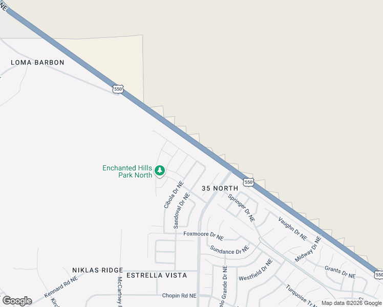 map of restaurants, bars, coffee shops, grocery stores, and more near 5845 Sandoval Drive Northeast in Rio Rancho