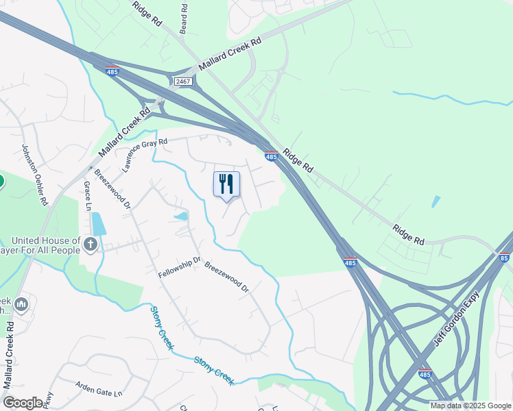 map of restaurants, bars, coffee shops, grocery stores, and more near 12328 Stowe Acres Drive in Charlotte