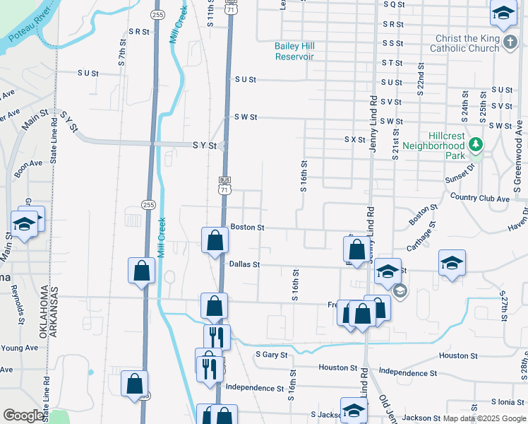 map of restaurants, bars, coffee shops, grocery stores, and more near 1402 Atlanta Street in Fort Smith
