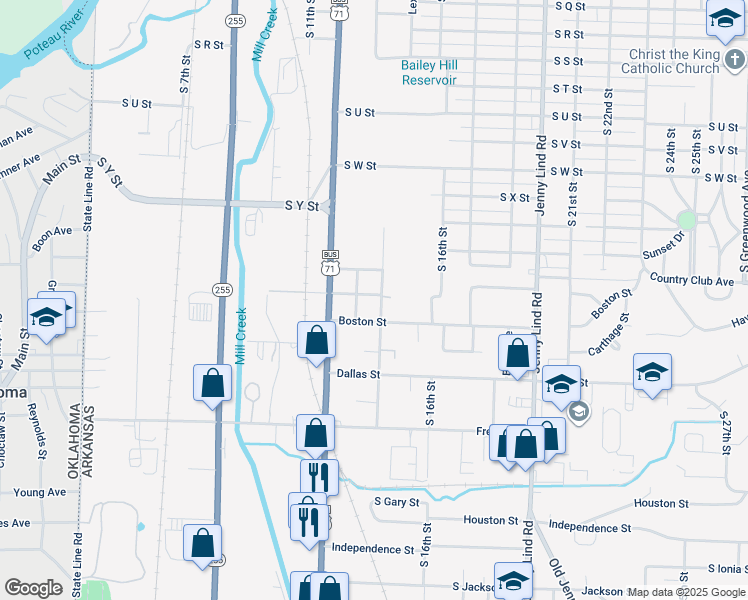 map of restaurants, bars, coffee shops, grocery stores, and more near 2901 South 12th Street in Fort Smith