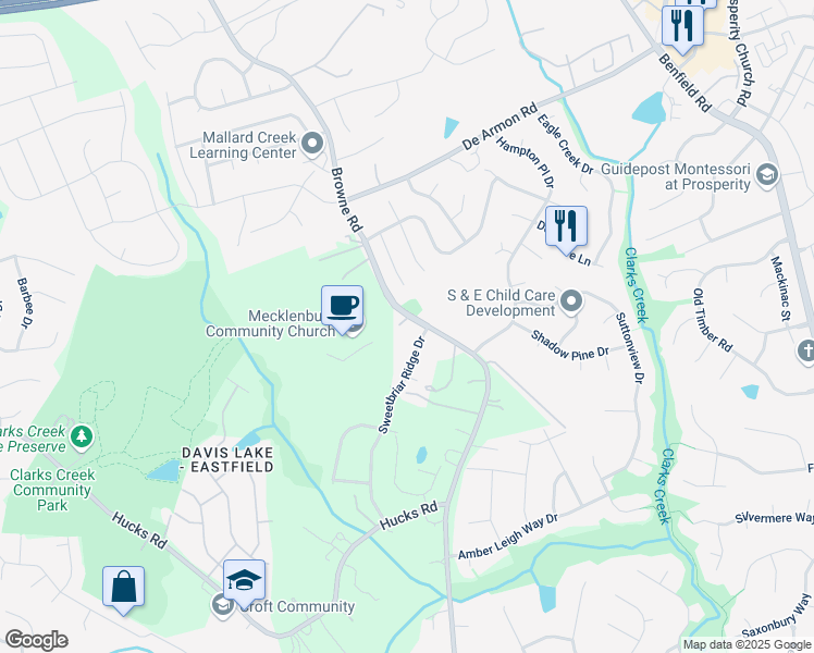 map of restaurants, bars, coffee shops, grocery stores, and more near 8317 Browne Road in Charlotte