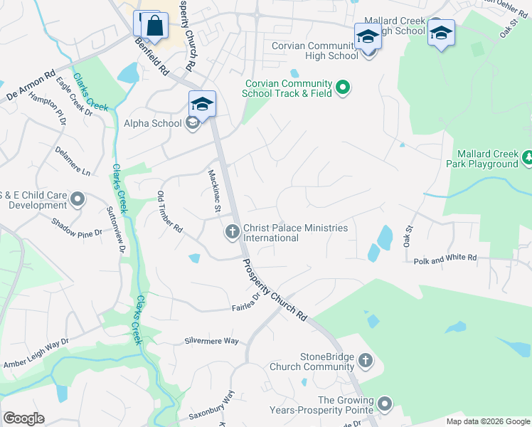 map of restaurants, bars, coffee shops, grocery stores, and more near 10318 Fairbourne Court in Charlotte