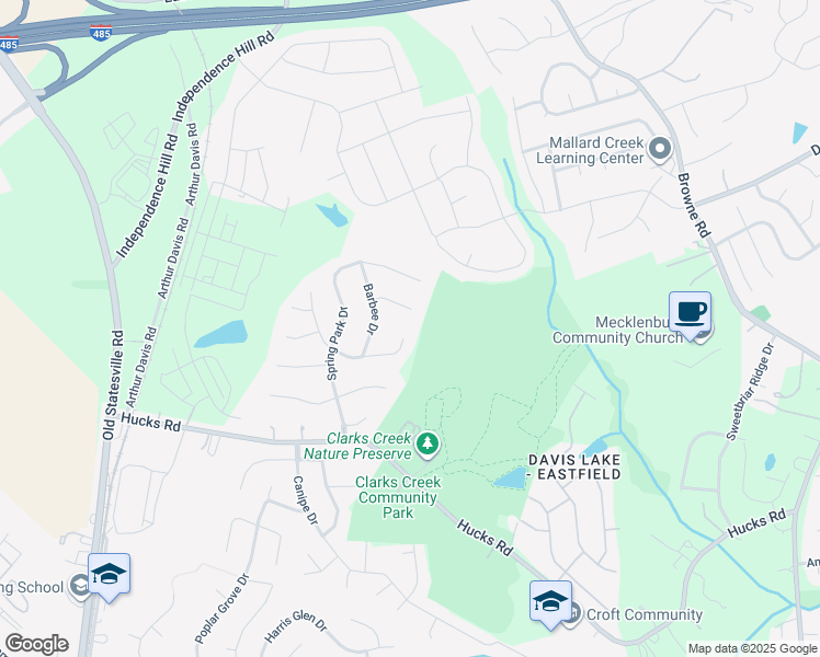 map of restaurants, bars, coffee shops, grocery stores, and more near 11148 Carver Pond Road in Charlotte