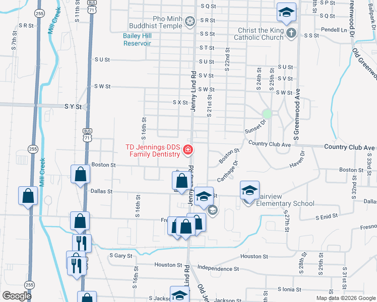map of restaurants, bars, coffee shops, grocery stores, and more near 1920 Atlanta Street in Fort Smith