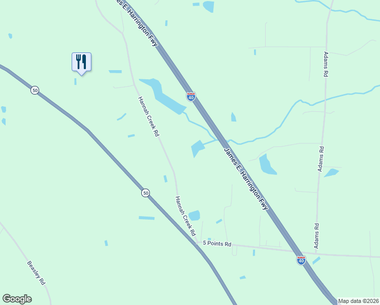 map of restaurants, bars, coffee shops, grocery stores, and more near 8555 Hannah Creek Road in Benson