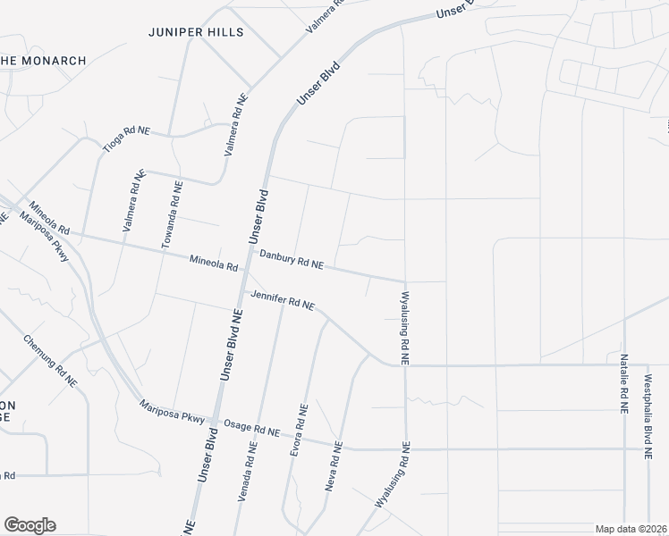 map of restaurants, bars, coffee shops, grocery stores, and more near Danbury Road Northeast in Rio Rancho