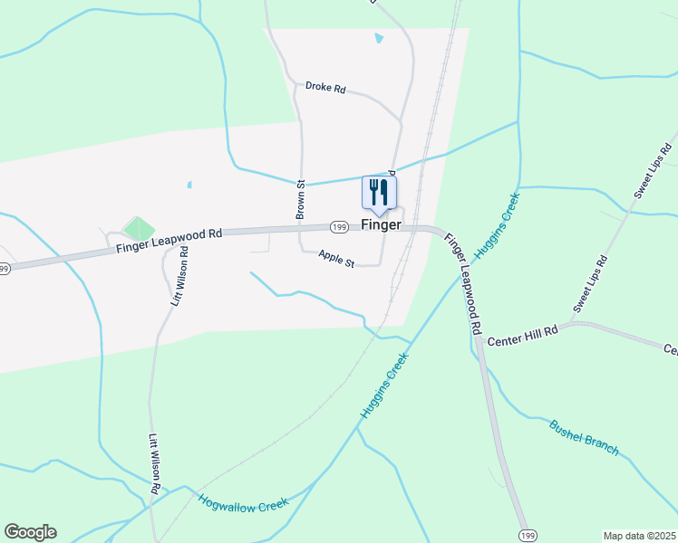 map of restaurants, bars, coffee shops, grocery stores, and more near 168 Apple Street in Finger
