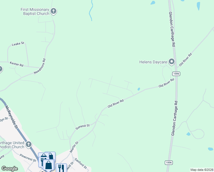 map of restaurants, bars, coffee shops, grocery stores, and more near 201 Poplar Street in Carthage