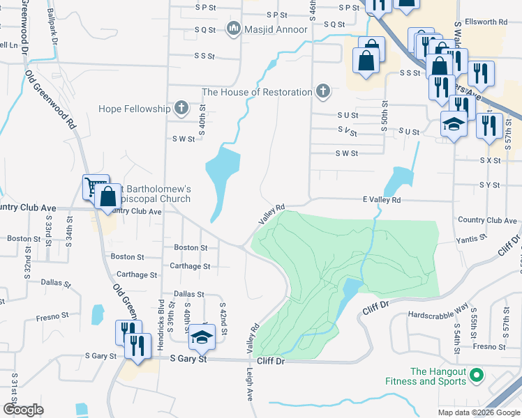 map of restaurants, bars, coffee shops, grocery stores, and more near 1 Berry Hill Road in Fort Smith