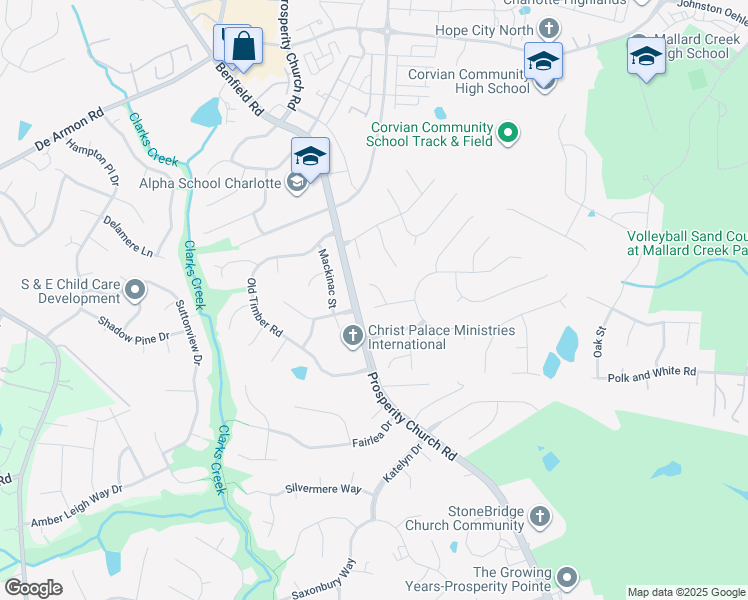 map of restaurants, bars, coffee shops, grocery stores, and more near 10201 Fairbourne Court in Charlotte