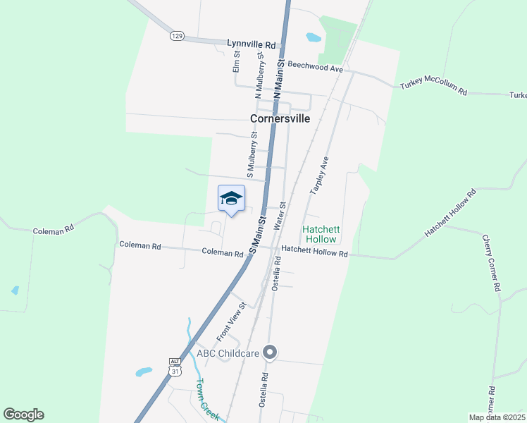 map of restaurants, bars, coffee shops, grocery stores, and more near 323 South Main Street in Cornersville