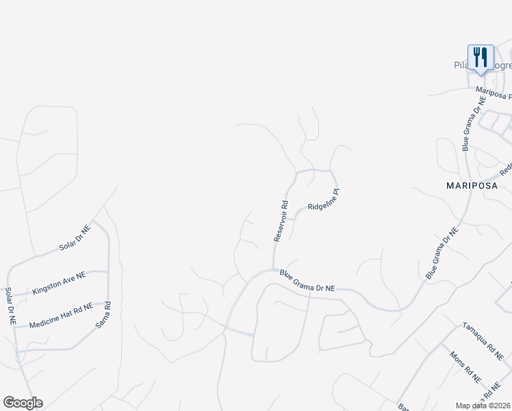 map of restaurants, bars, coffee shops, grocery stores, and more near 5809 Highland Meadows Drive in Rio Rancho