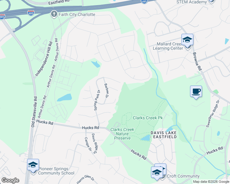 map of restaurants, bars, coffee shops, grocery stores, and more near 11148 Carver Pond Road in Charlotte