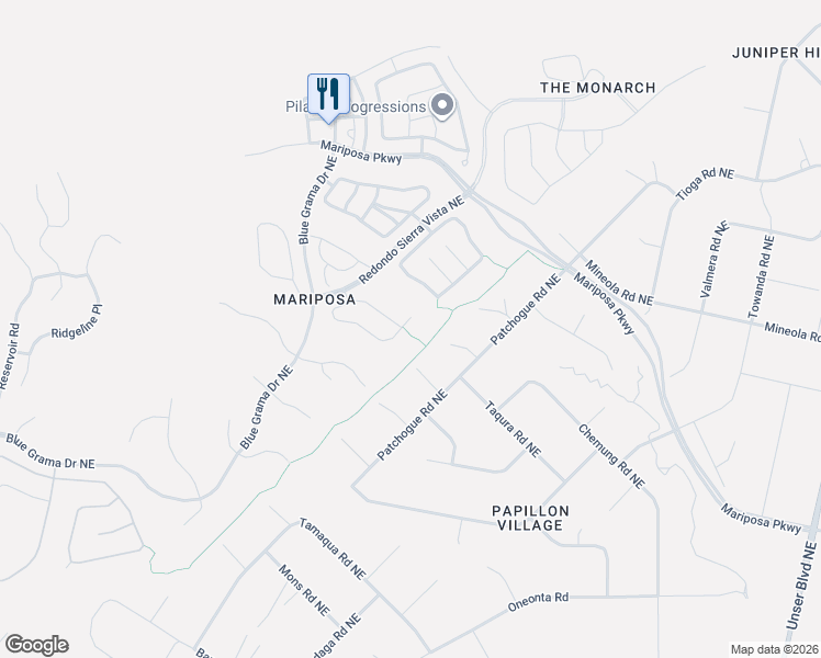 map of restaurants, bars, coffee shops, grocery stores, and more near 2603 Vista Manzano Loop Northeast in Rio Rancho