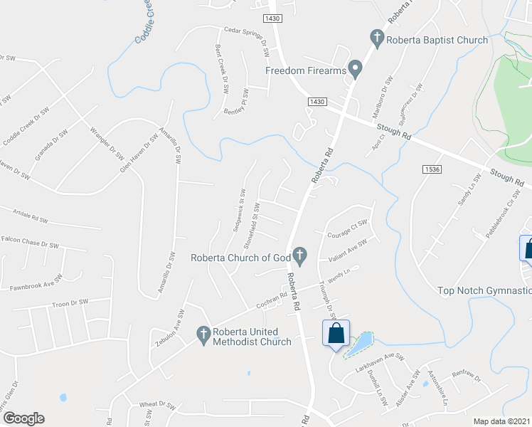 map of restaurants, bars, coffee shops, grocery stores, and more near 4270 Maybrook Court Southwest in Concord