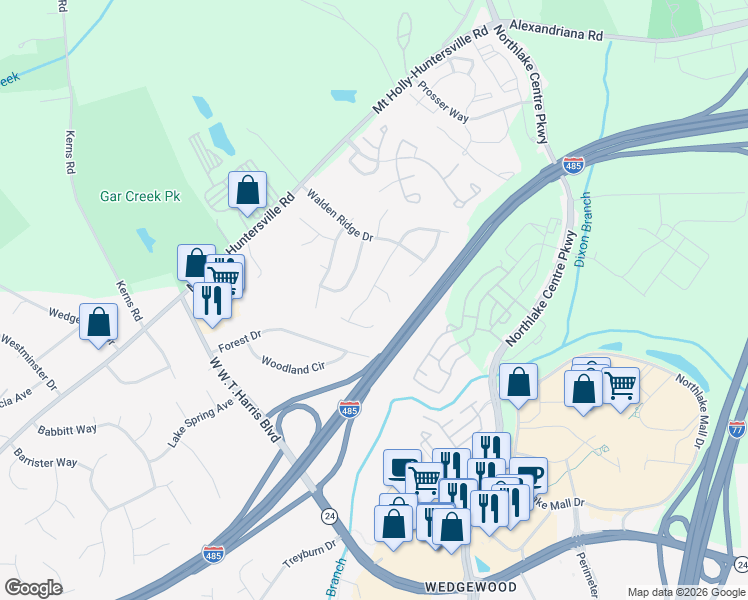 map of restaurants, bars, coffee shops, grocery stores, and more near 8823 Cavonnier Lane in Charlotte