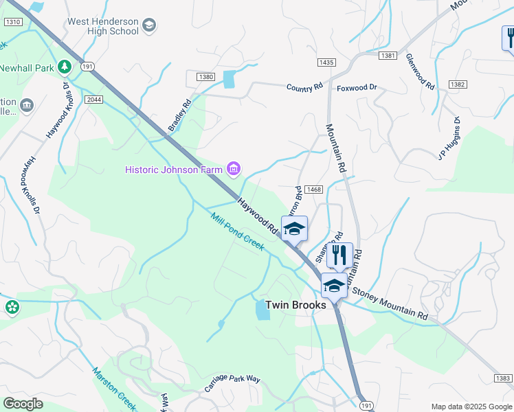 map of restaurants, bars, coffee shops, grocery stores, and more near 3250 North Carolina 191 in Hendersonville