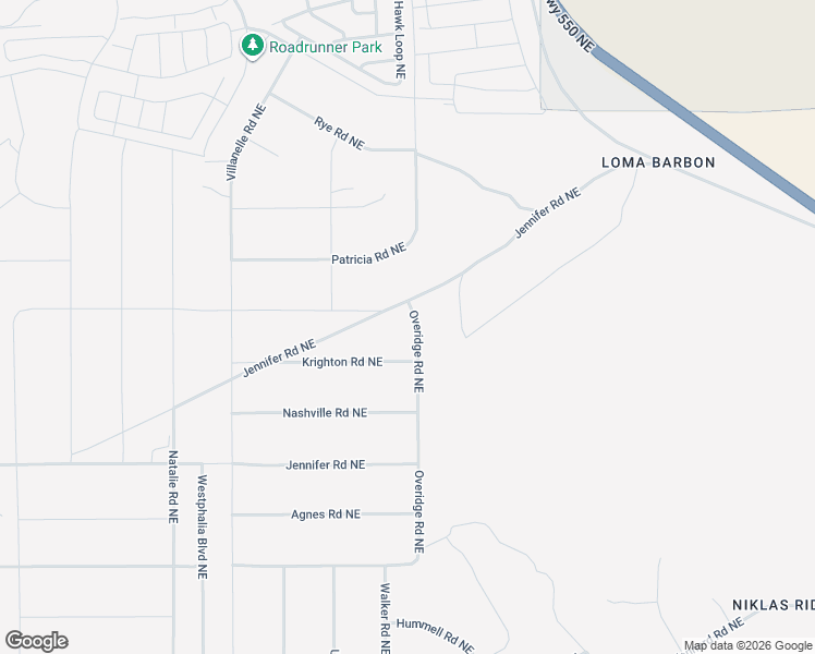map of restaurants, bars, coffee shops, grocery stores, and more near Overidge Road Northeast in Rio Rancho