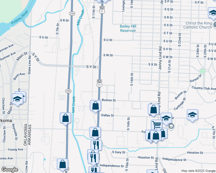 map of restaurants, bars, coffee shops, grocery stores, and more near 2901 South 12th Street in Fort Smith