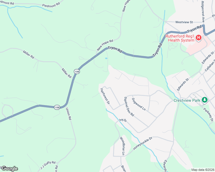 map of restaurants, bars, coffee shops, grocery stores, and more near 323 Fairforest Drive in Rutherfordton