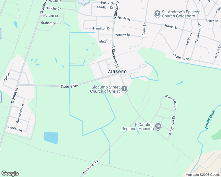 map of restaurants, bars, coffee shops, grocery stores, and more near 1701-1799 S Harrell St in Goldsboro
