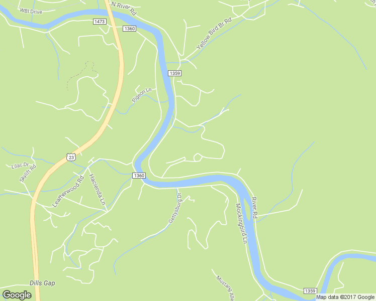 map of restaurants, bars, coffee shops, grocery stores, and more near 27 East Raccoon Ridge in Sylva