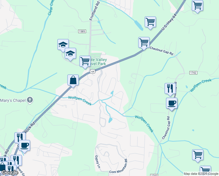 map of restaurants, bars, coffee shops, grocery stores, and more near 1201 Deermouse Way in Hendersonville