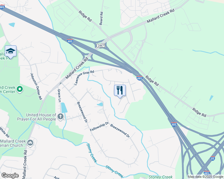 map of restaurants, bars, coffee shops, grocery stores, and more near 12529 Cheryl Anne Place in Charlotte