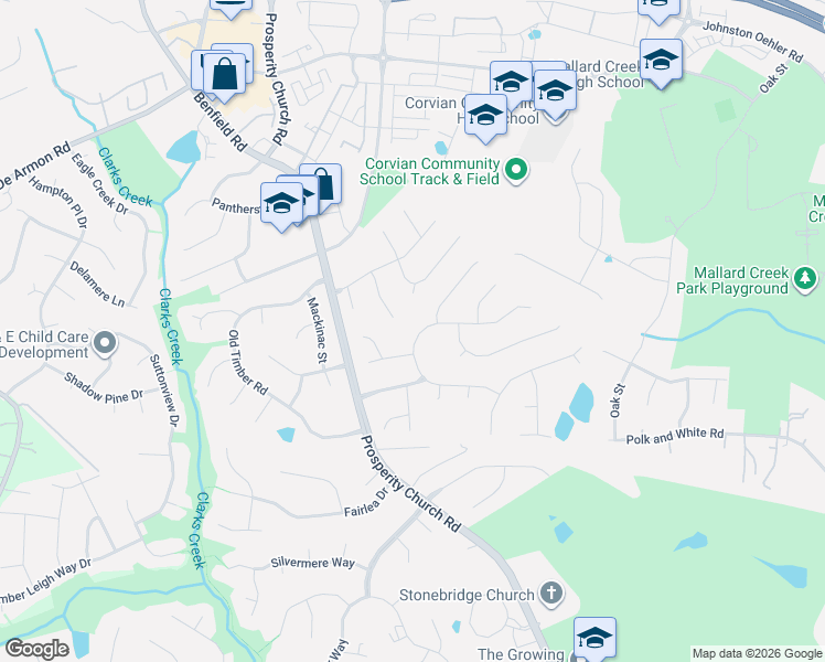 map of restaurants, bars, coffee shops, grocery stores, and more near 4610 Palladium Place in Charlotte