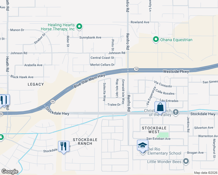 map of restaurants, bars, coffee shops, grocery stores, and more near 311 Villa Elegante Drive in Bakersfield