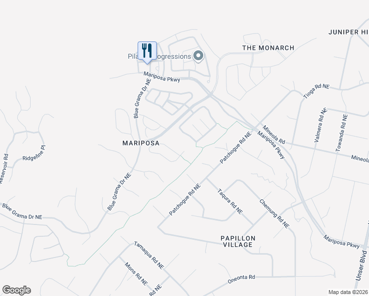map of restaurants, bars, coffee shops, grocery stores, and more near 2661 La Luz Circle Northeast in Rio Rancho
