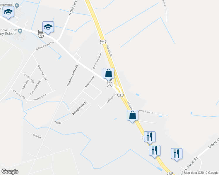 map of restaurants, bars, coffee shops, grocery stores, and more near 3936 East Ash Street in Goldsboro