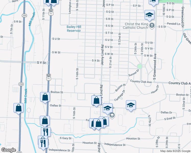 map of restaurants, bars, coffee shops, grocery stores, and more near 2620 Bluff Avenue in Fort Smith