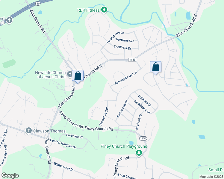 map of restaurants, bars, coffee shops, grocery stores, and more near Pegwell Avenue in Concord