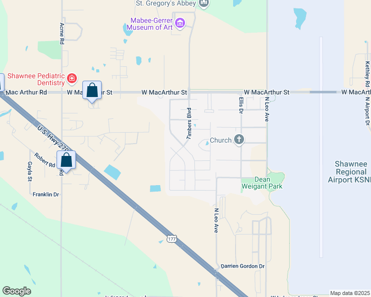 map of restaurants, bars, coffee shops, grocery stores, and more near 2102 Whispering Pine Boulevard in Shawnee