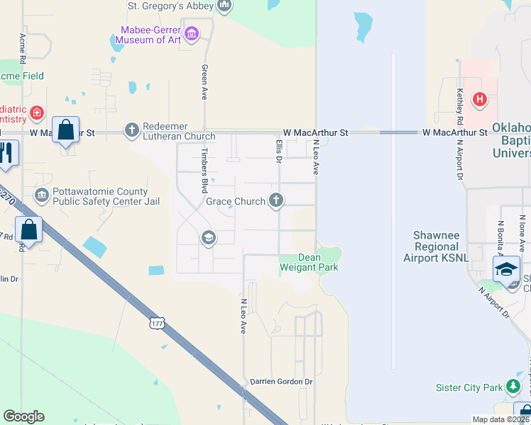 map of restaurants, bars, coffee shops, grocery stores, and more near 1827 West Midland Street in Shawnee