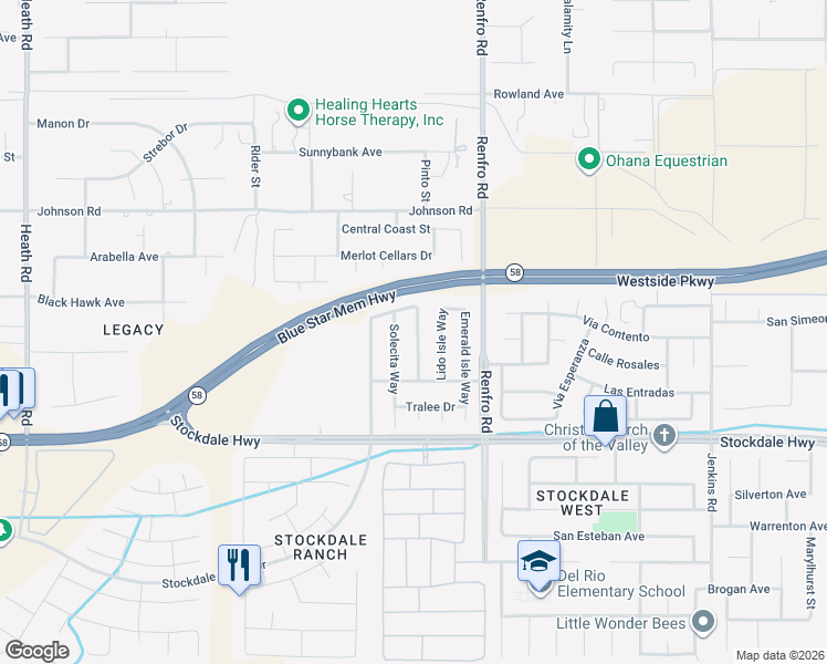 map of restaurants, bars, coffee shops, grocery stores, and more near 311 Villa Elegante Drive in Bakersfield