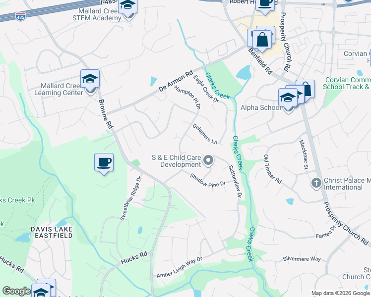 map of restaurants, bars, coffee shops, grocery stores, and more near 5016 Bellville Ct in Charlotte