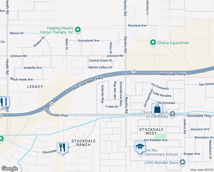 map of restaurants, bars, coffee shops, grocery stores, and more near 311 Villa Elegante Drive in Bakersfield