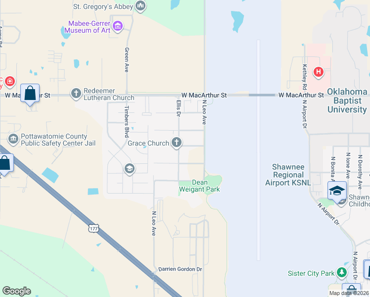 map of restaurants, bars, coffee shops, grocery stores, and more near 1733 West Midland Street in Shawnee