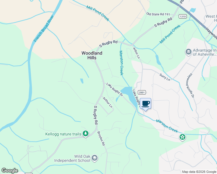map of restaurants, bars, coffee shops, grocery stores, and more near 66 Lake Rugby Drive in Hendersonville