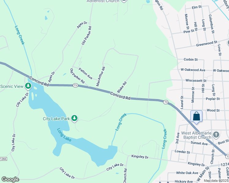 map of restaurants, bars, coffee shops, grocery stores, and more near 904 Concord Road in Albemarle