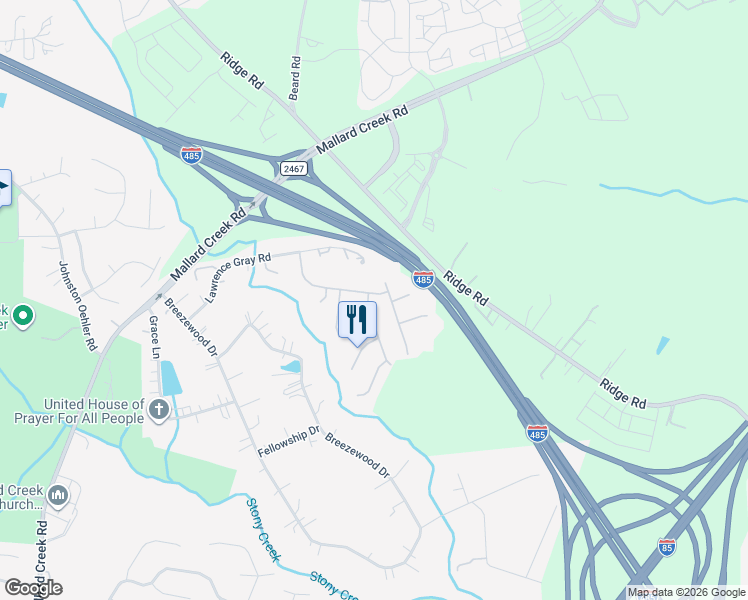 map of restaurants, bars, coffee shops, grocery stores, and more near 12534 Shelly Pines Drive in Charlotte