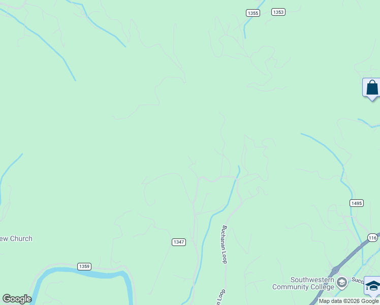 map of restaurants, bars, coffee shops, grocery stores, and more near 166 Ameroo Ridge in Sylva