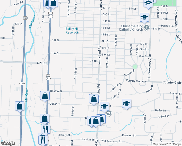 map of restaurants, bars, coffee shops, grocery stores, and more near 2620 Bluff Avenue in Fort Smith