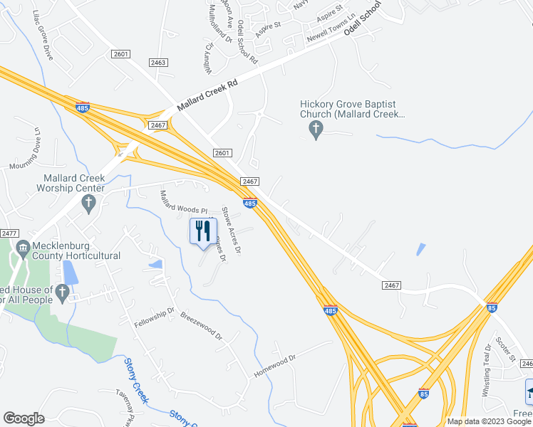 map of restaurants, bars, coffee shops, grocery stores, and more near 1818 Wilton Gate Drive in Charlotte