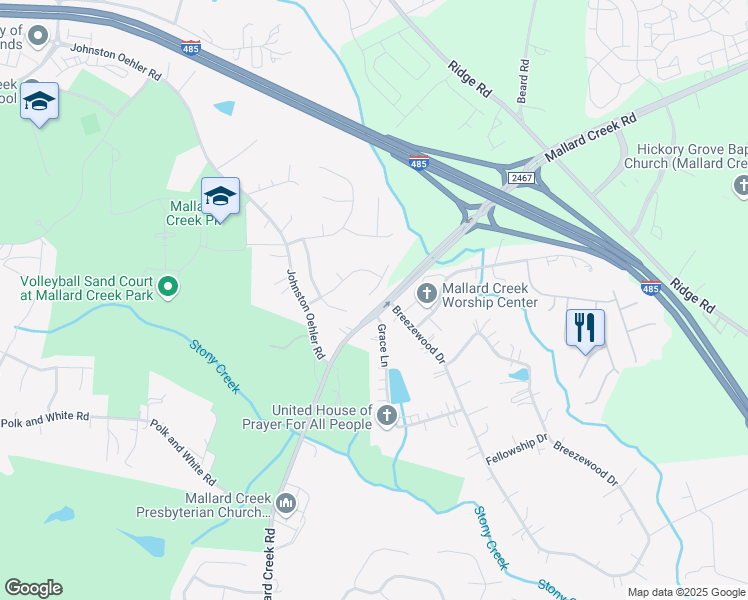 map of restaurants, bars, coffee shops, grocery stores, and more near in Charlotte